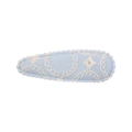 Barrette à cheveux bleu clair avec broderie florale et bordure festonnée pour enfants - Style Broderie Florale Bleu Ciel (26)