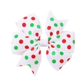 Lazo navideño para el pelo con lunares rojos y verdes en cinta de falla blanca - Estilo De Lunares Rojos Y Verdes (1)