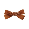 Brown velvet bow hair clip for girls with a double-layered handmade velvet texture - Caramel color
