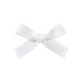 Mini 4.5cm white ribbon bow hair clip with glossy satin finish for girls hairstyles - White