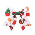 Barrette nœud de Noël avec bonhomme de pain d'épices et motifs festifs sur ruban blanc - Style Gâteau Et Arbre Festif