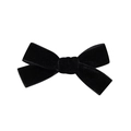 Classic small black velvet bow hair clip for girls with soft matte texture finish - Black