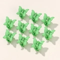 Set of 10 mini mint green butterfly hair clips with a soft matte finish for girls - Matte Green (10A-30)