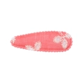 Barrette goutte en coton rose avec marguerite blanche brodée pour petite fille - Broderie Marguerite Rose Festonné (28)