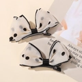 Lot de pinces à cheveux avec nœuds en maille à pois crème et bords noirs - Pince à cheveux / Pois Noirs (Lot de 2)