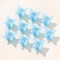 Set of 10 mini matte light blue butterfly hair claws for girls and women style - Matte Blue (10A-32)