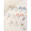Set de pinzas para el pelo con lazos de encaje en tonos pastel beige y azul - Multicolor (5B)