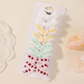 Set of 8 handmade plaid and lace bow hair clips for girls on a white display card - Bright Tone Plaid Style