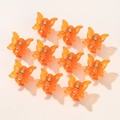 Set of 10 mini butterfly hair claws in translucent matte orange finish for girls - Translucent Orange (10A-15)