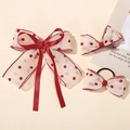 Ensemble 3 pièces de barrettes et chouchous en tulle à pois rouges pour filles - Set d'accessoires cheveux / Pois Rouges (Ensemble)