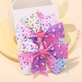 Paire de barrettes à nœuds licorne arc-en-ciel pour filles sur carte de présentation - Motif Licorne Dégradé (2A-10)