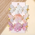 Set de pinzas de mariposa con purpurina y perlas en plata, rosa y naranja - Plata Rosa Naranja (6H)
