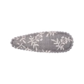 Barrette à cheveux pour filles en tissu à fleurs gris et blanc avec bord festonné - Style Imprimé Floral Gris Crème (35)