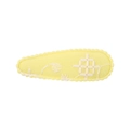 Barrette BB goutte jaune pâle avec broderie blanche et bords festonnés en tissu - Style Broderie de Plante Jaune Pâle (37)