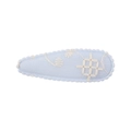 Barrette à cheveux en tissu bleu clair pour enfant avec broderie florale et bords festonnés - Broderie Fil Blanc Bleu Pâle (38)