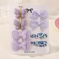 Set di 8 accessori viola con fiocchi in maglia e clip a fiori per bambine - Stile Viola (8E)