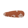 Barrette goutte enfant en tissu marron caramel avec broderie florale blanche faite main - Style Broderie Florale Caramel (39)
