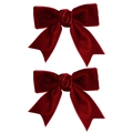Juego de dos pinzas para el pelo con lazos de terciopelo rojo oscuro para niñas pequeñas - Rojo (2A-33)