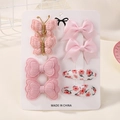 Set di 8 mollette rosa per bambine con fiocchi di nastro e motivi floreali - Stile Rosa (8F)