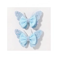 Glittering light blue butterfly hair clips set with sequins and bead details - Light Blue (2A-17)