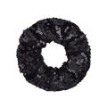 Elastischer schwarzer Haargummi mit metallischem Pailletten-Finish und Schuppenmuster - Schwarz (4)