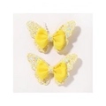 Sparkly yellow sequin butterfly hair clips with pearl detail for girls' hair styling - 黄色(2A-32)