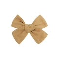 Barrette à cheveux avec nœud en lin marron clair fait main et texture tissée pour filles - Brun Clair