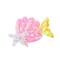 Barrette queue de sirène avec paillettes, coquillage rose et étoile pour filles - Combinaison Rose Jaune Blanc (3)