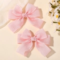 Zwei rosa Haarschleifen aus Stoff mit Perlglanz-Textur für Mädchen und Kinder - Rosa (2A-5)