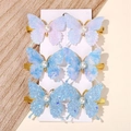 Glittery butterfly hair clips with pearls on gold duckbill pins for girls, 6-piece set - Butterfly Hair Clip Set / Set of 6 / Gradient Blue Purple (6D)