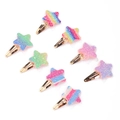 Set di 8 mollette per capelli a stella glitter arcobaleno per bambine con base in oro - Set da 8 Pezzi Stella (8B)