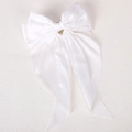 Lazo clásico de terciopelo blanco para el pelo con cintas largas para un estilo elegante - Blanco (18)