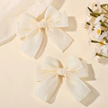 Zweiteiliges Set cremeweiße Stoffschleifen-Haarspangen für Mädchen im Lolita-Stil - Beige (2A-8)