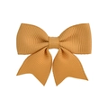 Cute ginger yellow grosgrain ribbon swallowtail bow hair clip for girls daily wear - Ginger Yellow