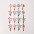 Set di 16 mollette a stella con glitter in colori sfumati vivaci per bambine - Set da 16 Pezzi Stella (16C)