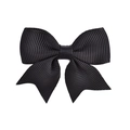 Classic black grosgrain ribbon hair bow with swallowtail design for girls - Black