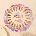 Süßes Kinder-Haarspangen-Set mit Glitzersternen und Herzen in Regenbogenfarben - Gemischtes 24-Teiliges Set (24B)
