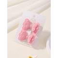Lot de barrettes papillon roses double épaisseur avec détail cœur sur carte de présentation - Rose (2A-12)