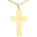 Golden stainless steel cross pendant with American flag star and stripe design - Gold Color Pendant (No Chain)