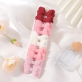 Lot de 10 barrettes papillon en lin double couche déclinées en cinq tons pastels - Lot Rouge Blanc Rose Violet (10D)