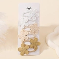 Set van 4 handgemaakte stoffen madeliefje haarclips in neutrale beige en bruine tinten - Aardetinten (6B)