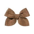 Handmade 3.3 inch brown jacquard bow hair clip with textured fabric for children - Bronze
