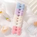 10-piece butterfly hair clip set for girls in assorted pastel linen fabric colors - Blue Purple White Pink Set (10E)