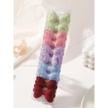 Set of 10 double-layered 3D cotton butterfly hair clips in five pastel colors for girls - Mild Five-color Set (10F)
