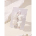 Set of two white handmade fabric butterfly hair clips on display card for girls - White (2A-20)
