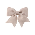 Beige grosgrain ribbon swallowtail hair bow clip for girls with ribbed texture - Light Beige