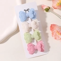 Set of 4 linen butterfly hair clips in blue, white, green and pink for girls - Blue White Green Pink Set (4B)