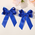 Paar königsblaue Schleifen aus Satin für Haarspangen von Mädchen mit glänzendem Finish - Königsblau