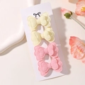 Set of four handmade cotton linen butterfly hair clips in pastel pink and soft yellow colors - Yellow Pink Two-color Set (4D)