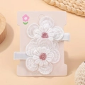 Handmade white daisy hair clips with delicate mesh embroidery for girls - Style 2A-12